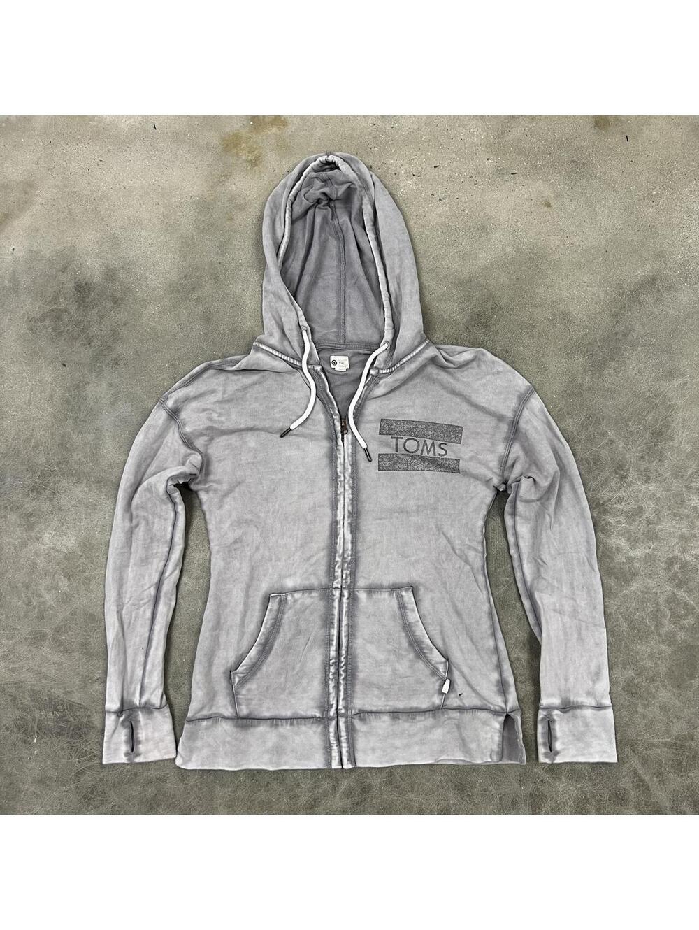 2000s Y2K Toms Stone Faded Gray Zip Up Hoodie Beach Style Skater